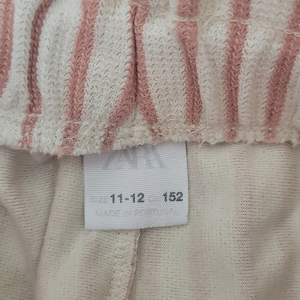 Zara Girls Knit Striped Shorts Pink Textured Eyelet Trim Sz 11-12 Summer Pockets